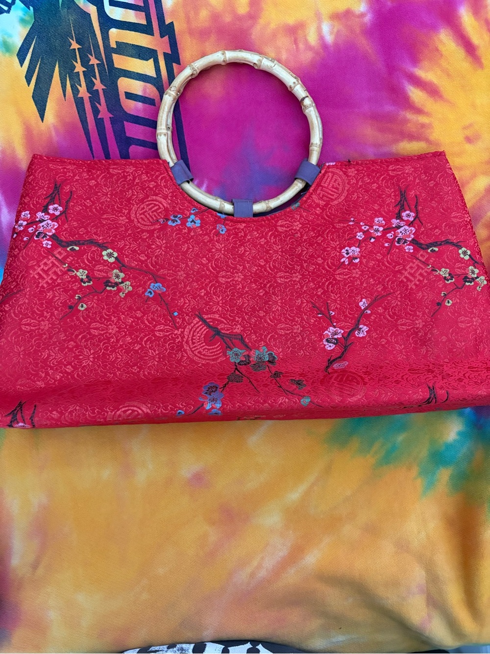 Vintage Y2K Asian Brocade cherry blossom